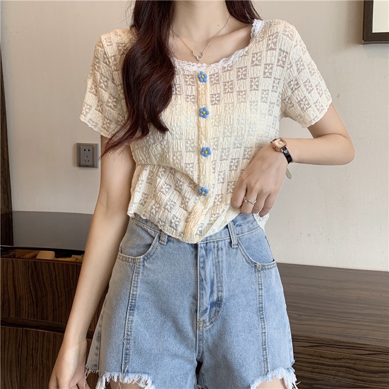 Áo Sơ Mi chiffon Tay Ngắn Kiểu Dáng Đơn Giản Trẻ Trung