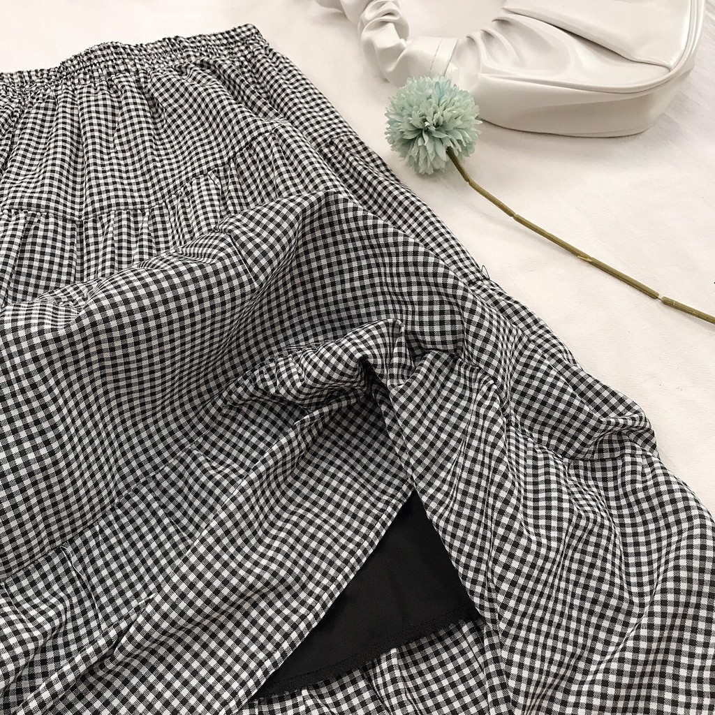 Chân váy caro Nhien vintage váy tầng dài qua gối AV95 | BigBuy360 - bigbuy360.vn