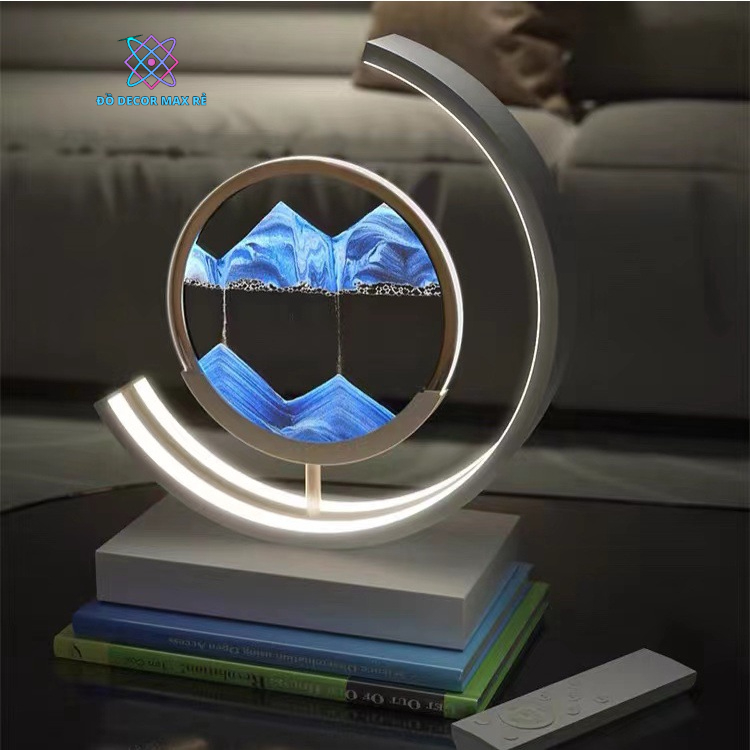 Đèn Bàn Tranh Cát 3D Trang Trí Phòng Đọc Phòng Ngủ Led Bán Nguyệt Chuyển Động 3 Chế Độ Sáng