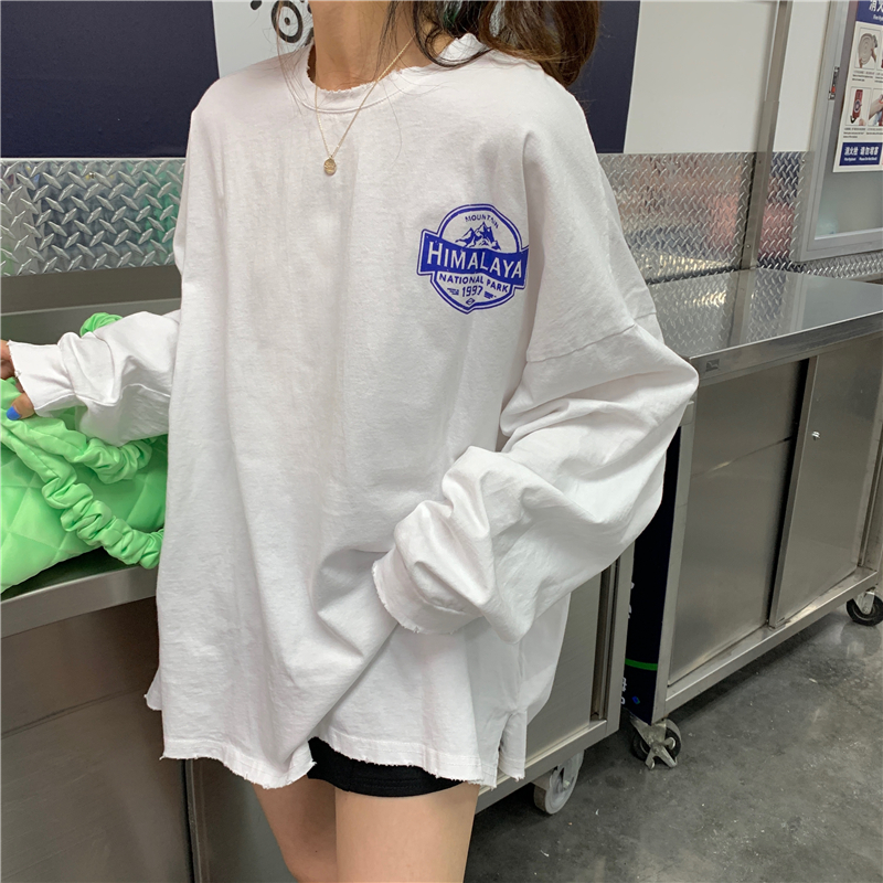 Áo thun dài tay cỡ lớn cá tính theo phong cách Hàn Quốc dành cho nữ