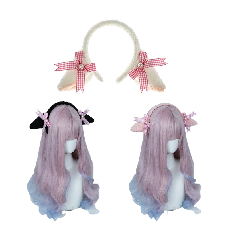 Băng Đô Cài Tóc Tai Cừu Phối Lông Hóa Trang Nhân Vật Hoạt Hình Dễ Thương