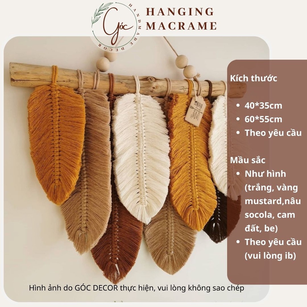 Mành lá treo Rèm treo trang trí tường Macrame decor phòng phong cách boho Vintage