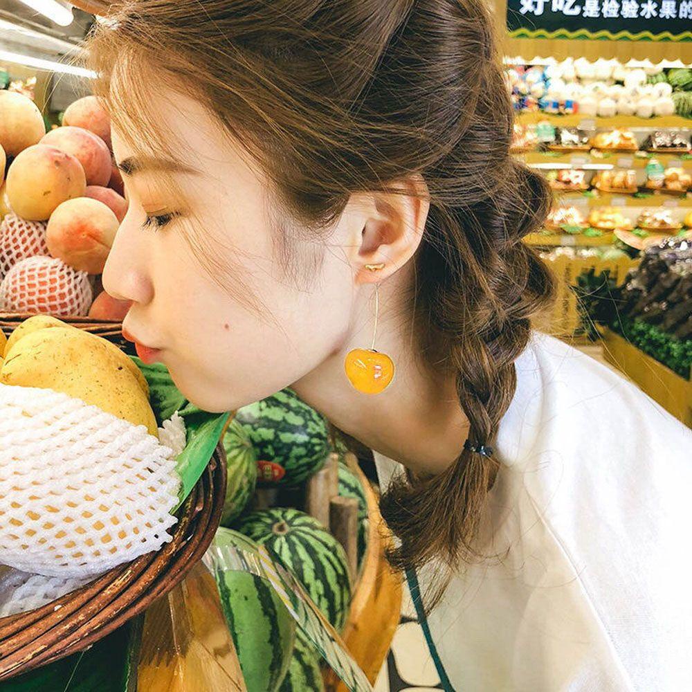 Bông Tai Dáng Dài Hình Trái Cherry Dễ Thương Thời Trang Cho Nữ