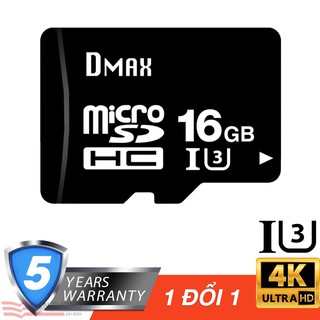 Thẻ nhớ micro sdhc dmax 16gb class 10 u3 + tặng đầu đọc thẻ micro - bảo hành 5 năm