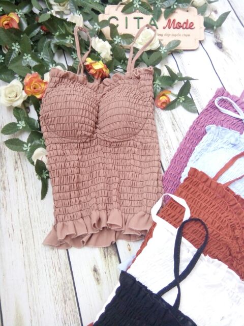 Áo hai dây bánh bèo có sẵn mút ngực nhiều màu HÌNH THẬT - AD129 | BigBuy360 - bigbuy360.vn