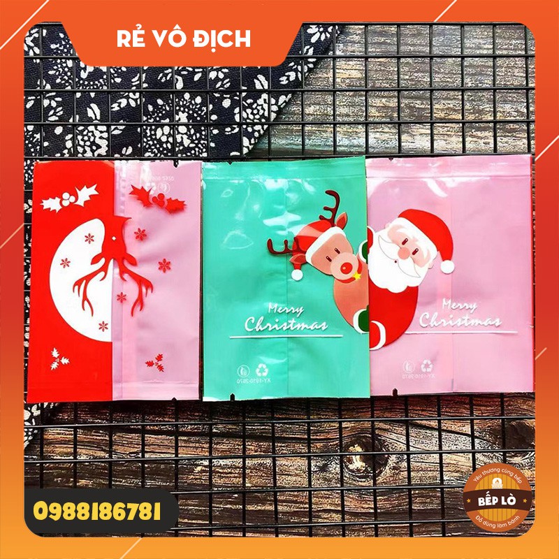 Túi đựng bánh Quy Giáng Sinh Ông già Noel - con Tuần Lộc 25gr - set 100 túi SIÊU DỄ THƯƠNG