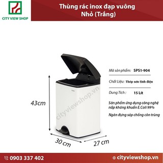 Thùng rác FItis vuông đạp chân thấp SPS1-904