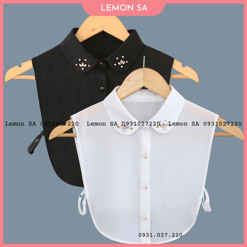 Cổ áo sơ mi rời đính đá vải voan xinh xắn - Mã CD15