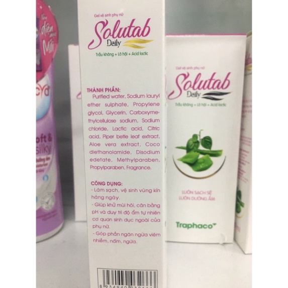 Gel vệ sinh phụ nữ SOLUTAB daily chiết xuất trầu không, lô hội 100ml