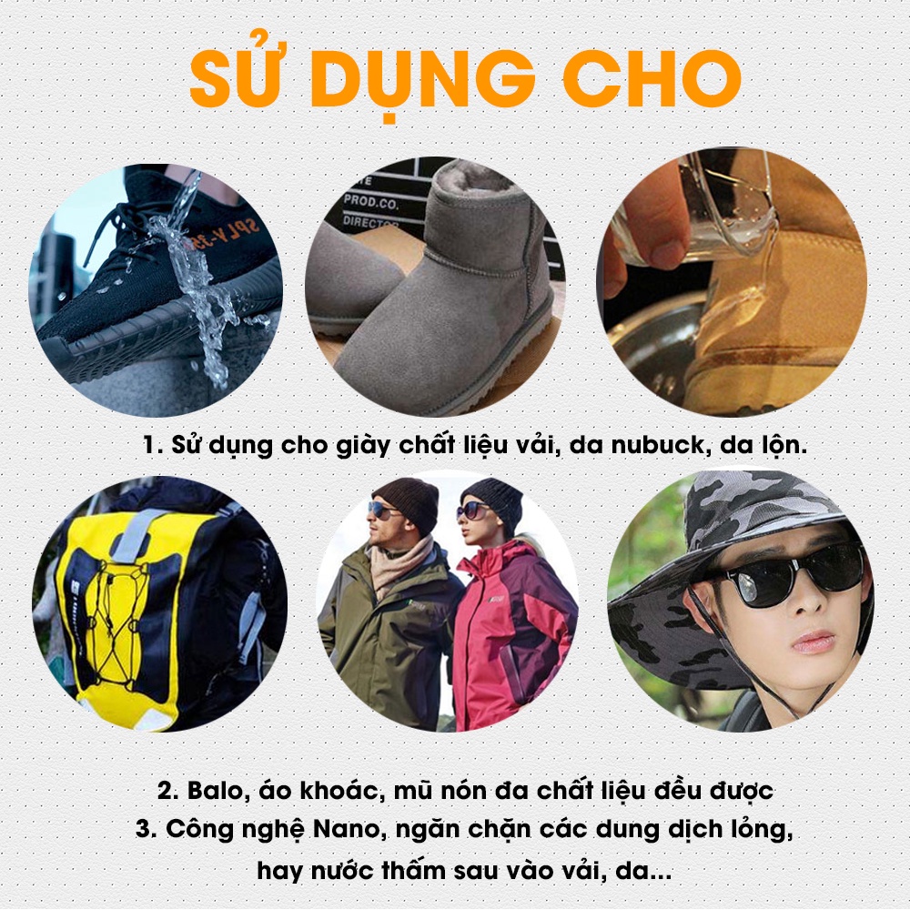 Chai xịt nano chống thấm nước chống bụi bẩn Protector XIMO cao cấp cho giày, áo khoác, túi, ví, balo