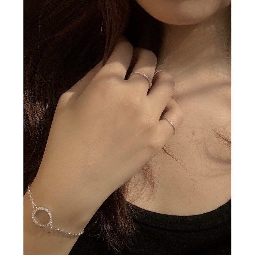 Vòng cổ đá tròn lớn viền hoa đá BẠC S925 LANN N180