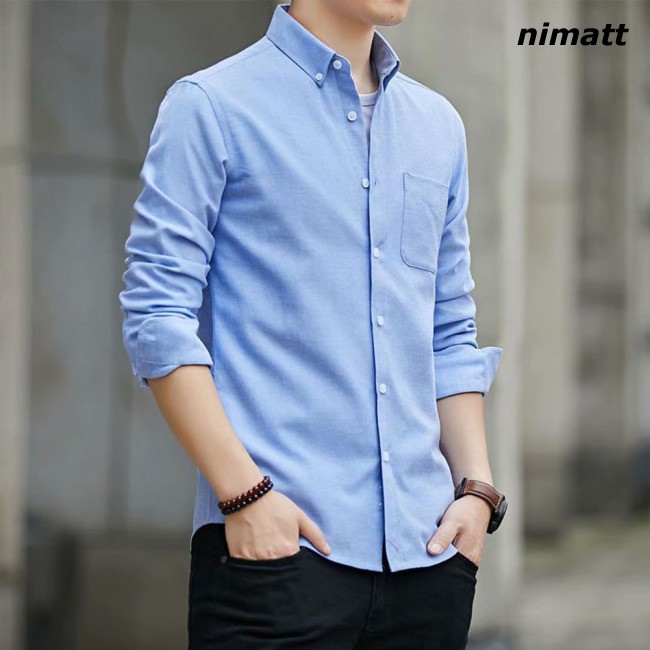 Áo Sơ Mi Dài Tay Ôm Body Cho Nam xl black shirt blue kitchen