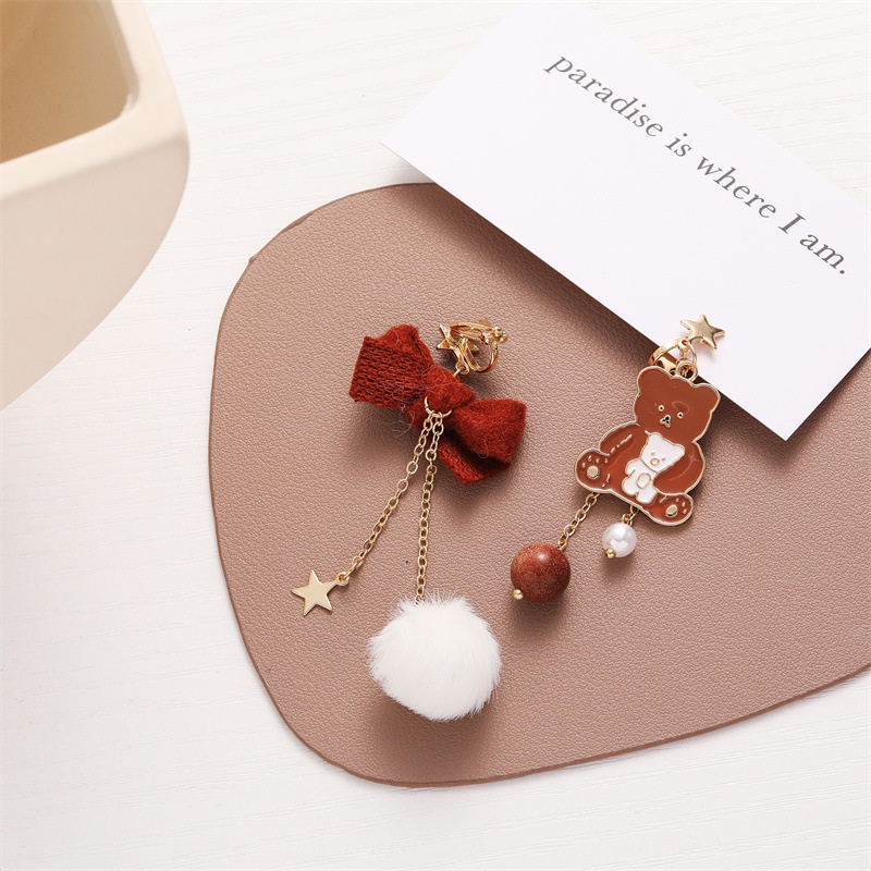 [Augustcloth | AugustJewelry] Bông tai/ Hoa tai nơ và gấu đỏ dễ thương