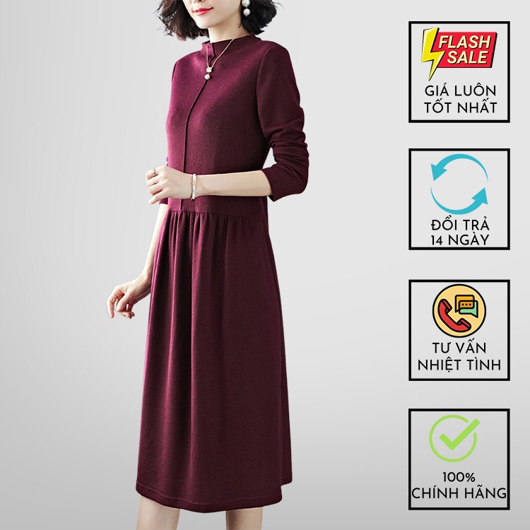 ĐẦM CỔ TRỤ XẾP LY TAY DÀI - MS1957