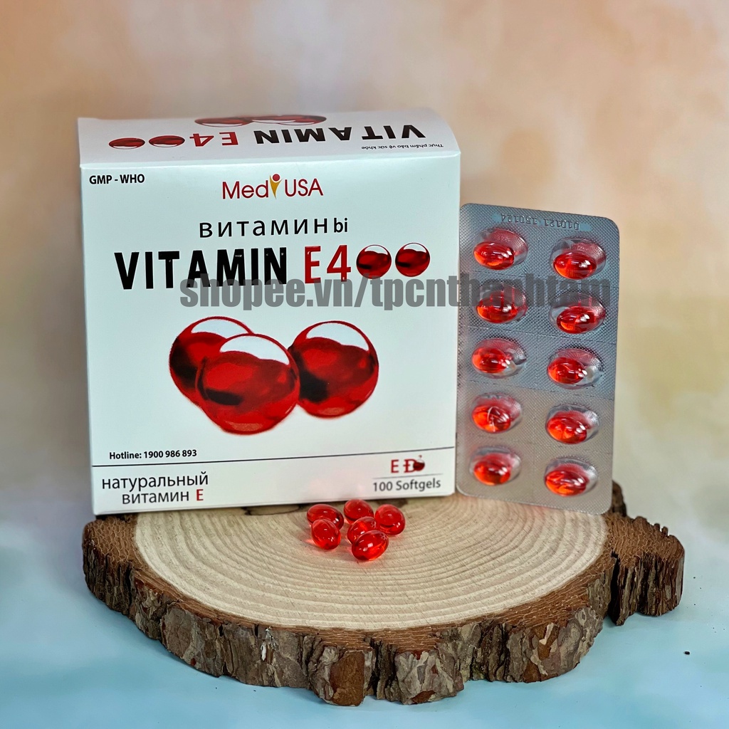 Viên uống VITAMINE ĐỎ bổ sung vitamin E giúp làm đẹp da, trắng da, hồi phục da nhăn nheo- Hộp 100 viên