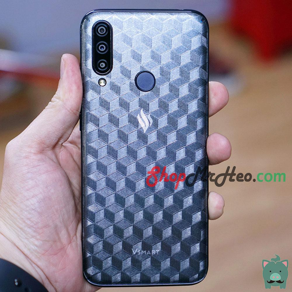 Skin Dán Mặt Sau Lưng Vân 3D Vsmart Joy 3 - Star 3 - Star 4 - Carbon, Hình hộp, Nhám, Vân Da