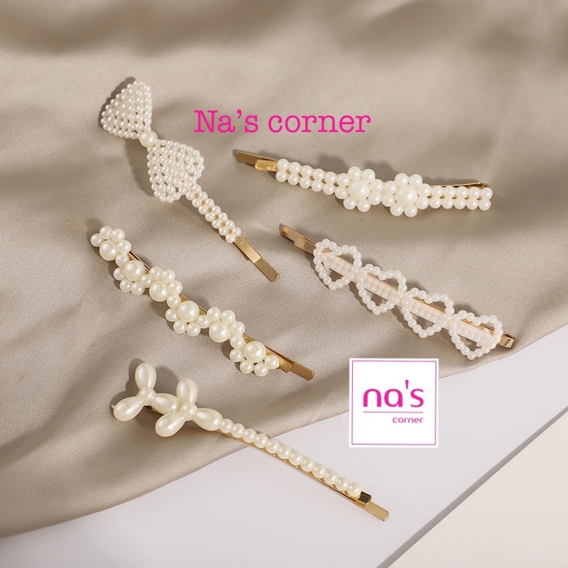 Kẹp tóc mái đính hạt nhựa dễ thương dài lớn 8.5cm