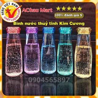 Bình nước thủy tinh màu dáng kim cương cao cấp 430ml