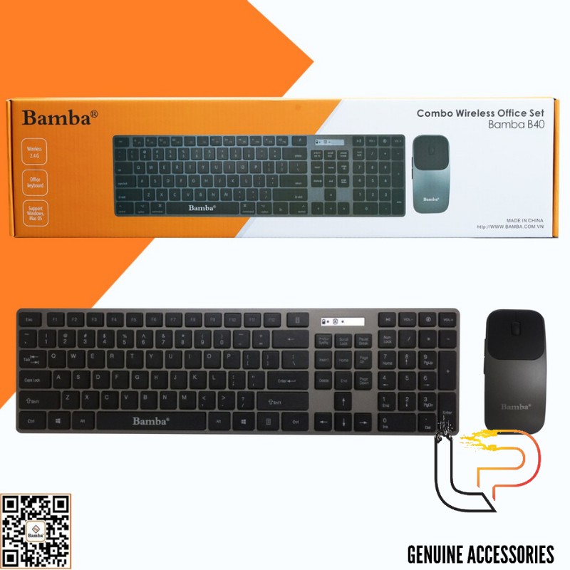 BỘ PHÍM CHUỘT KHÔNG DÂY MINI BAMBA B40 - KEYBOARD + MOUSE KHÔNG DÂY MINI BAMBA B40