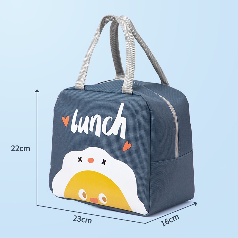 Túi đựng cơm giữ nhiệt, túi đựng thức ăn giữ nhiệt GÀ NÂU, TRỨNG XANH vải lỳ bền không phai mầu kích thước (20x17x20 cm)