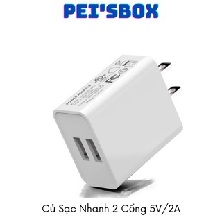 Củ sạc nhanh hai cổng, cốc sạc nhanh 2 cổng 5V/2A-Hàng nội địa Trung chất lượng cao-Chân dẹt chuẩn CN