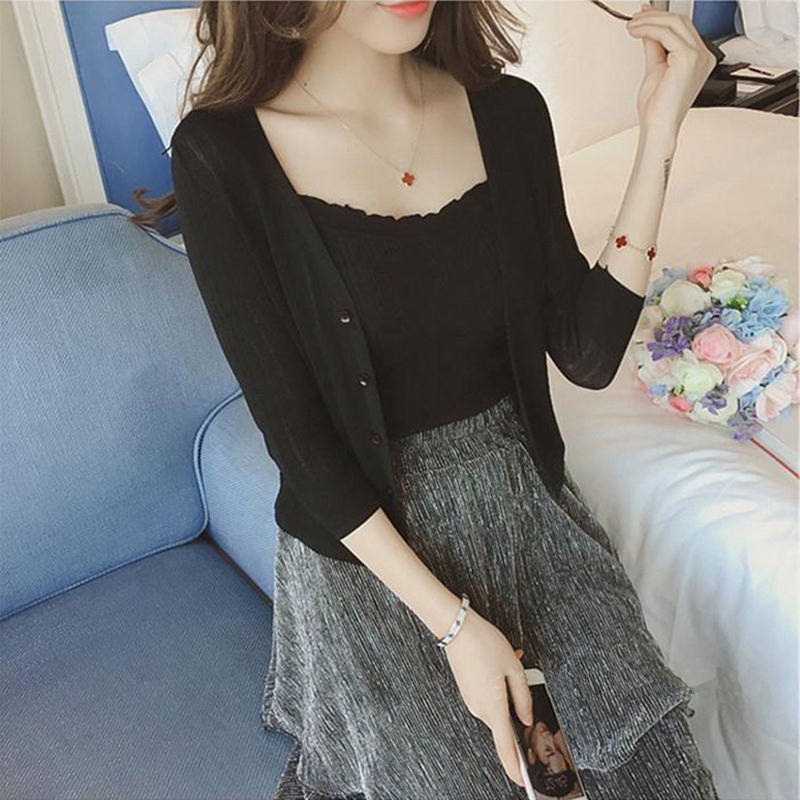 Áo Khoác Cardigan Dệt Kim Mỏng Tay Dài Cổ V Chống Nắng Cho Nữ | BigBuy360 - bigbuy360.vn