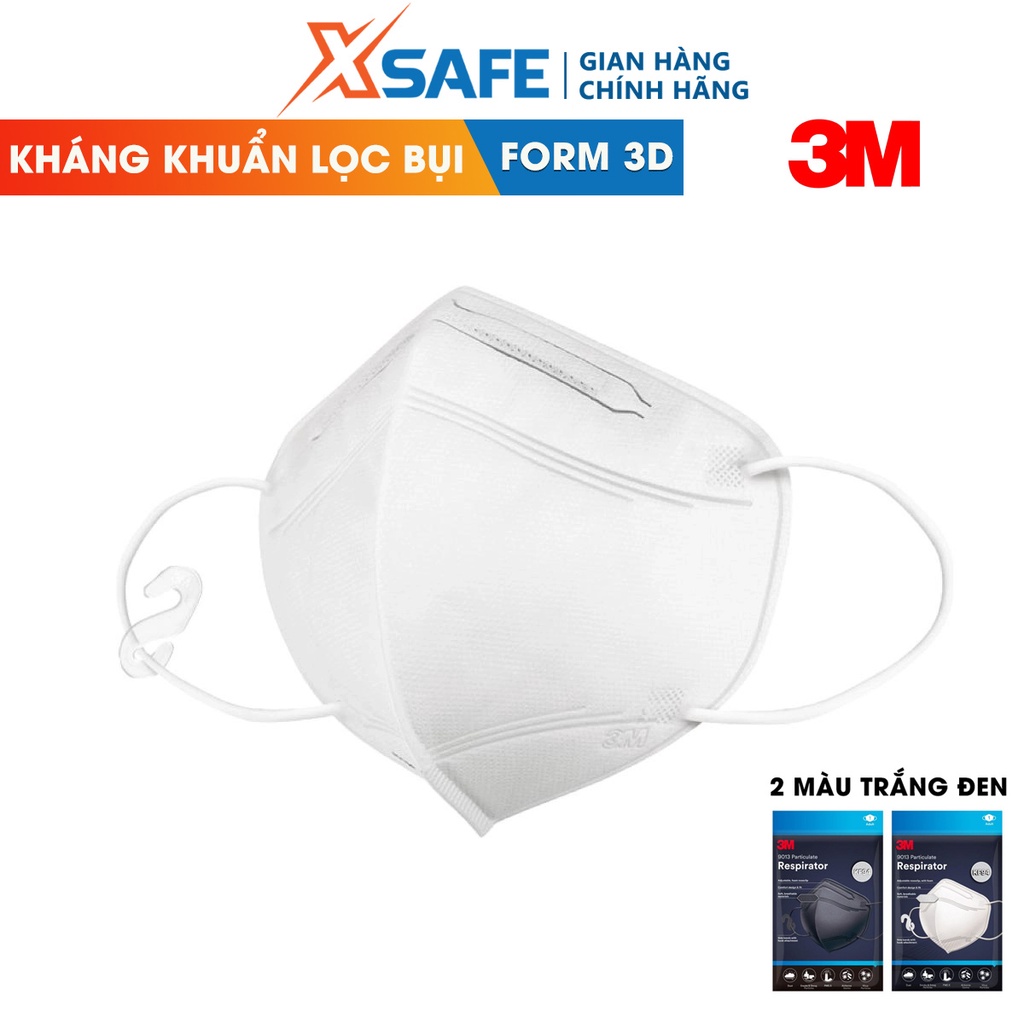 Khẩu trang phòng dịch 3M 9013 đạt chuẩn KF94, ngăn ngừa bụi mịn PM2.5 - 2 màu trắng đen (Combo10 cái/Hộp 20 cái) - xsafe