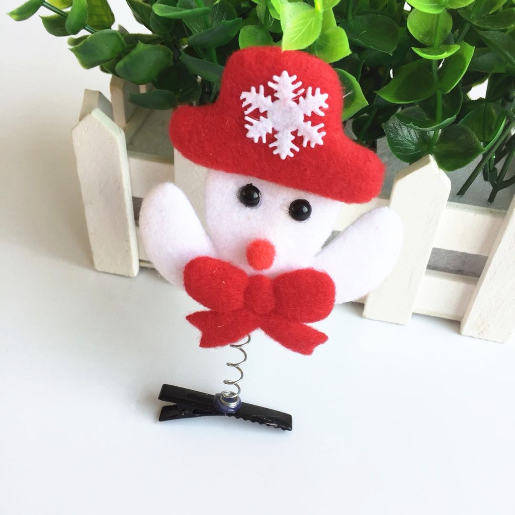 2 Kẹp tóc giáng sinh người tuyết ông già noel sừng tuần lộc hoa tuyết cây thông