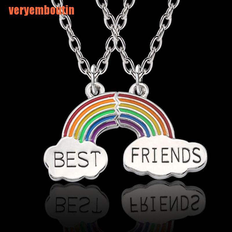 1 Cặp vòng cổ Tình Bạn Mặt Hình Đám Mây Màu Cầu Vồng Dễ Thương