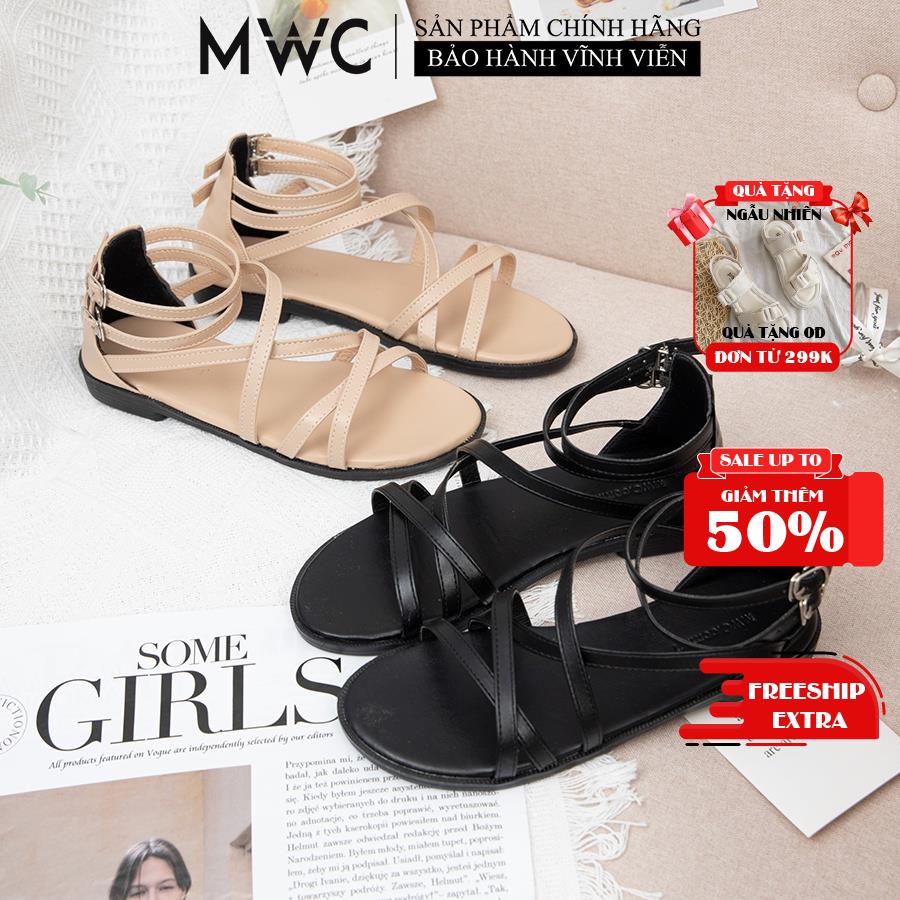 Giày Sandal Nữ thời trang MWC sandal nữ chiến binh quai mảnh dây chéo cá tính NUSD- 2873