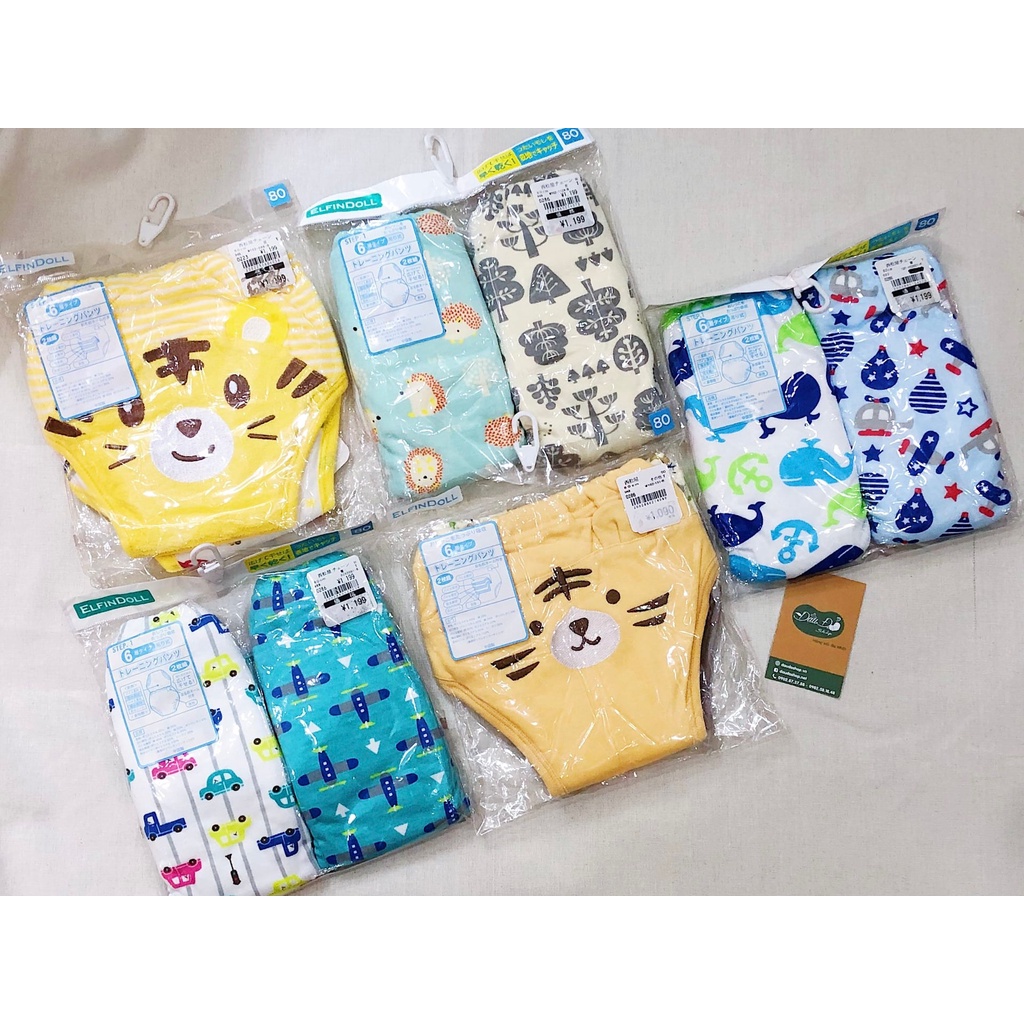 [FREESHIP] (Nhiều mẫu) Quần tập bỏ tã Elfindoll cho bé gái size 80/90/95 set 2 cái - Hàng nội địa Nhật