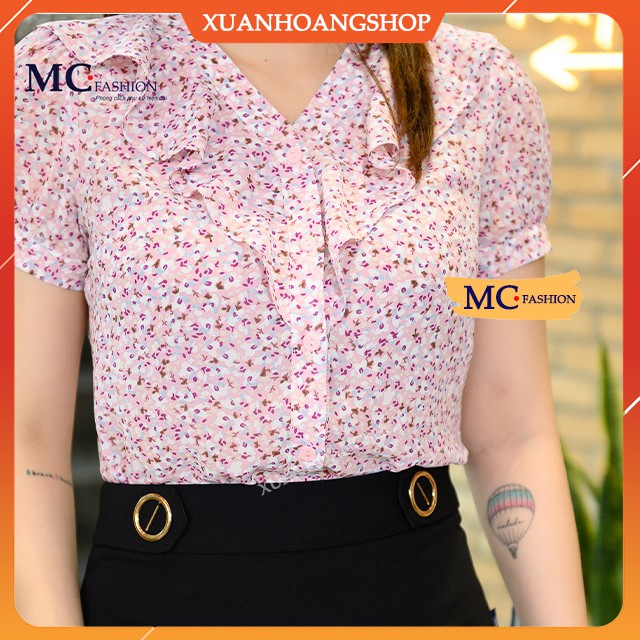 Áo Sơ Mi Nữ Mc Fashion, Kiểu Dáng Công Sở, Tay Ngắn Cộc, Bồng, Họa Tiết Hoa Nhí, 2 Màu ( Xanh, Hồng)  Ta935