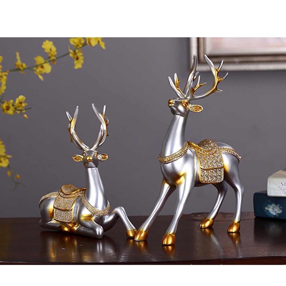 Cặp Hươu nai decor KHALIK Trang trí phòng khách sang trọng mang phong cách châu Âu