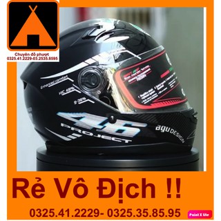 Mũ 46 xám fullface AGU tem phảng quang bạc hàng chính hãng 100% Tặng balo đựng + thùng chính hãng