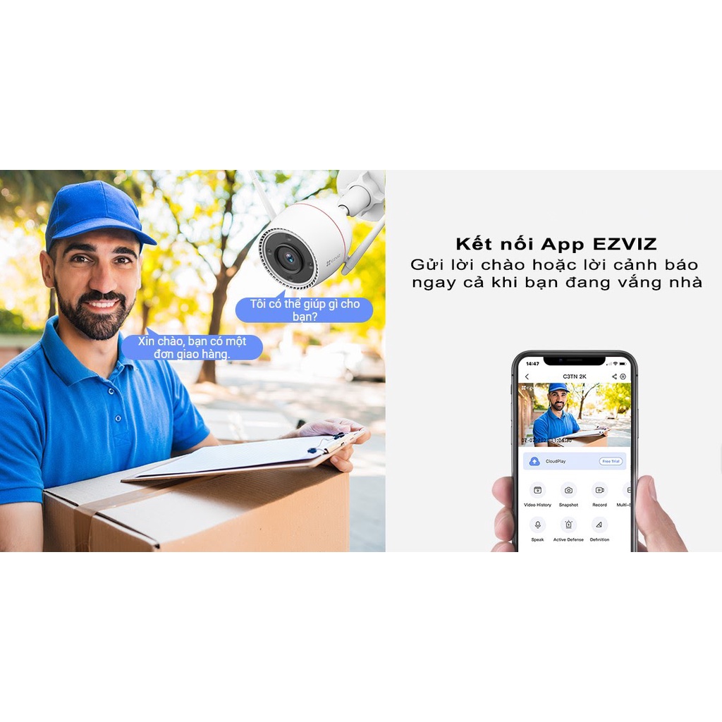 Camera IP Wifi outdoor EZVIZ C3TN 3MP 2K (Bản Quốc tế)