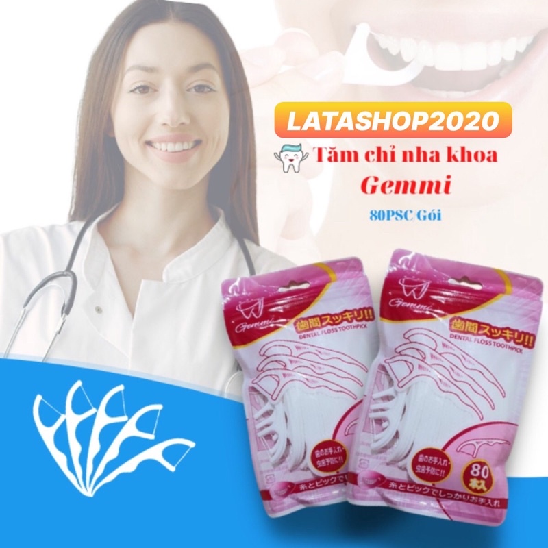[NEW] Tăm chỉ nha khoa Gemmi/Sunny gói 80 cây, an toàn, bảo vệ răng lợi