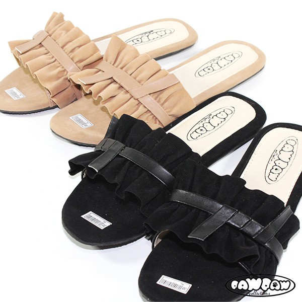 Giày Sandal Nữ Quai Ruy Băng Nhún Bèo Thời Trang Sành Điệu P012 300gr