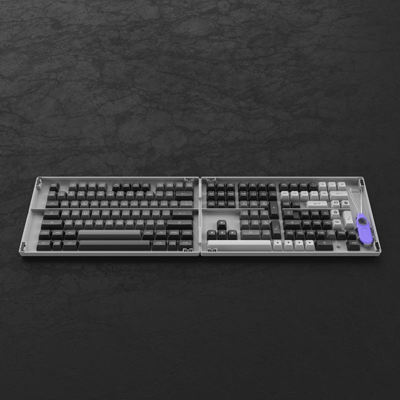 Set keycap AKKO Black &amp; Silver (PBT Double-Shot/ASA profile/197 nút) - Hàng chính hãng