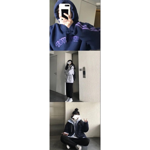 Áo Khoác Hoodie Mùa Đông Dáng Rộng Thêu Chữ Song Song Phong Cách Hàn Quốc Cổ Điển Mới Cho Nữ