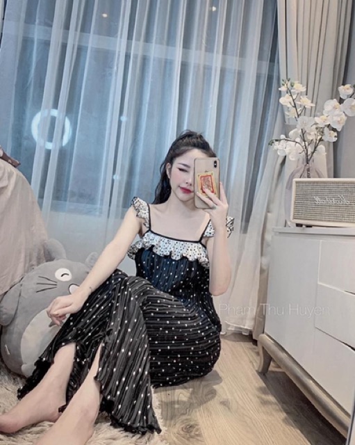 Set lụa dập li 2 dây loại 1 siêu đẹp