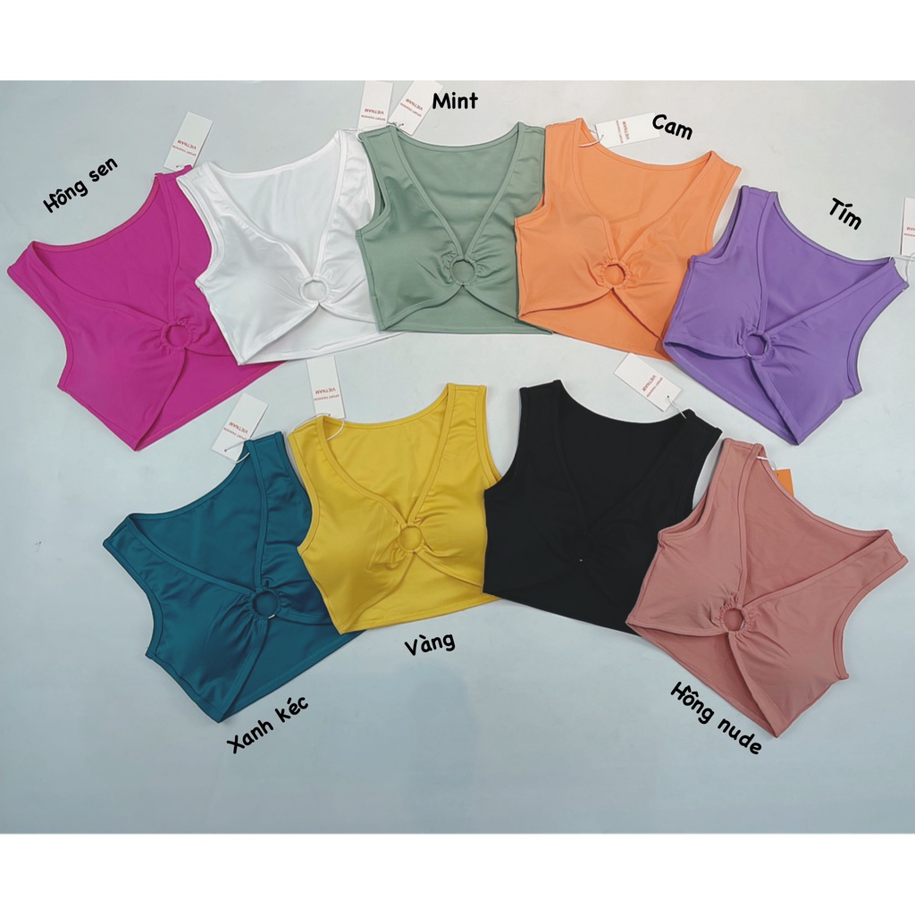 Áo Bra Thể Thao Nữ Thun Polly 4 Chiều Khoen Tròn Cực Xinh