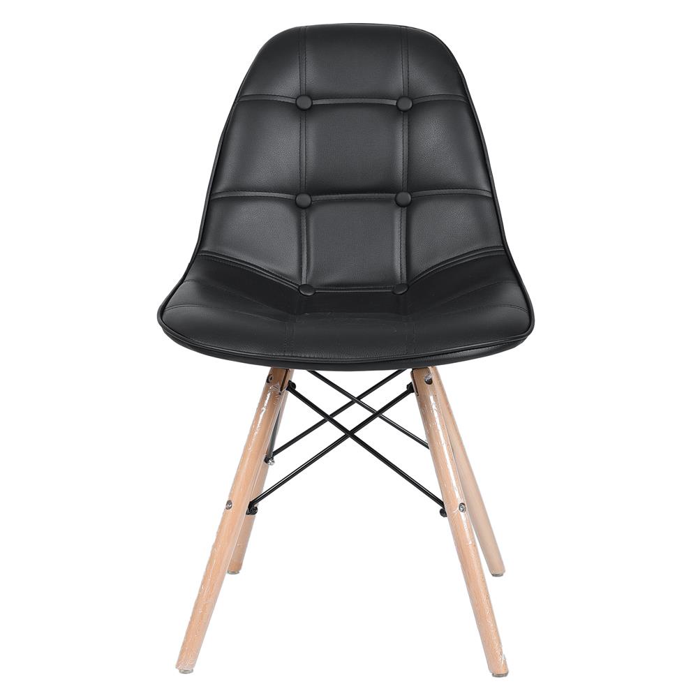 HomeBase FURDINI Ghế ngồi bằng gỗ sồi bọc da PU chống xước chống thấm nước BUTTON W47xH82xD53,5cm màu đen