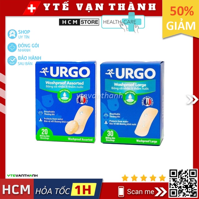 Băng Keo Cá Nhân Urgo Washproof | (Pháp) Ít Thấm Nước -VT0883