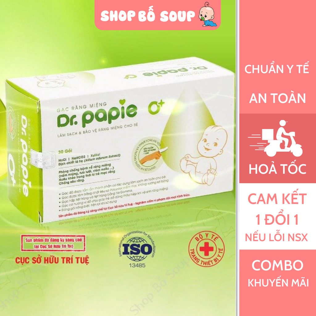 Gạc rơ lưỡi Dr Papie, gạc lưỡi cho trẻ sơ sinh, cạo lưỡi chăm sóc răng miệng an toàn cho bé Shop Bố Soup