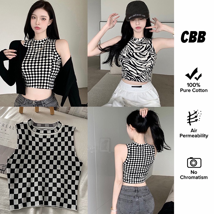 Porozi  Áo hai dây croptop sát nách  cổ tròn phong cách vintage Hàn Quốc cho nữ