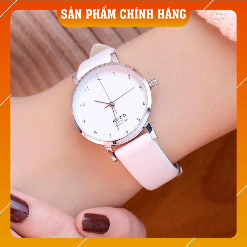 Đồng hồ nam nữ Kezzi 1772 hàng chính hãng dây da thật