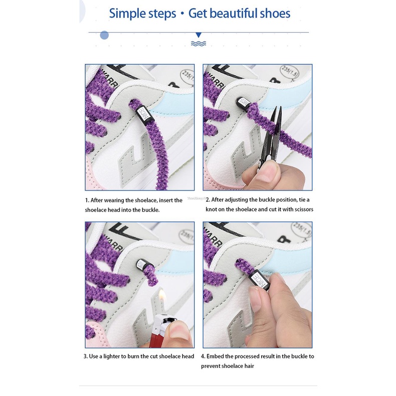 Dây Giày Sneaker Không Cần Buộc Bằng Vải Lông Co Giãn Phối Dây Buộc Nhanh Dành Cho Trẻ Em Người Lớn