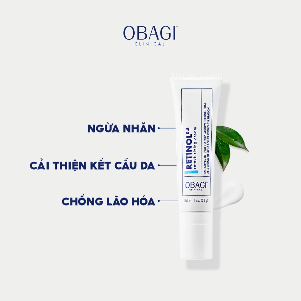 Combo 3 tác động: Kem dưỡng Obagi CLINICAL Retinol 0.5 28g + BHA Obagi Pore Therapy 148ml + Obagi Kinetin Cream 50ml