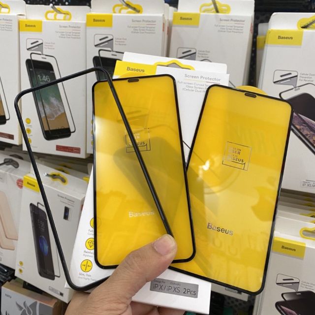 Combo 2 kính cường lực Baseus chống bụi màn loa iPhone 11/ 11 Pro/ 11 Pro Max/ X/ XS/ XR/ XS Max ( Chính Hãng)