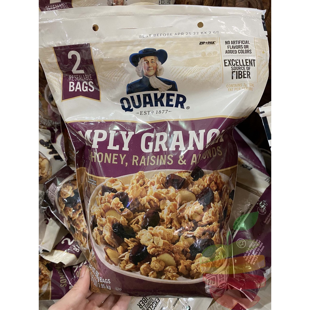 Nguyên Set 2 Gói Yến Mạch Ăn Kiêng Granola Quaker - 978gr/gói